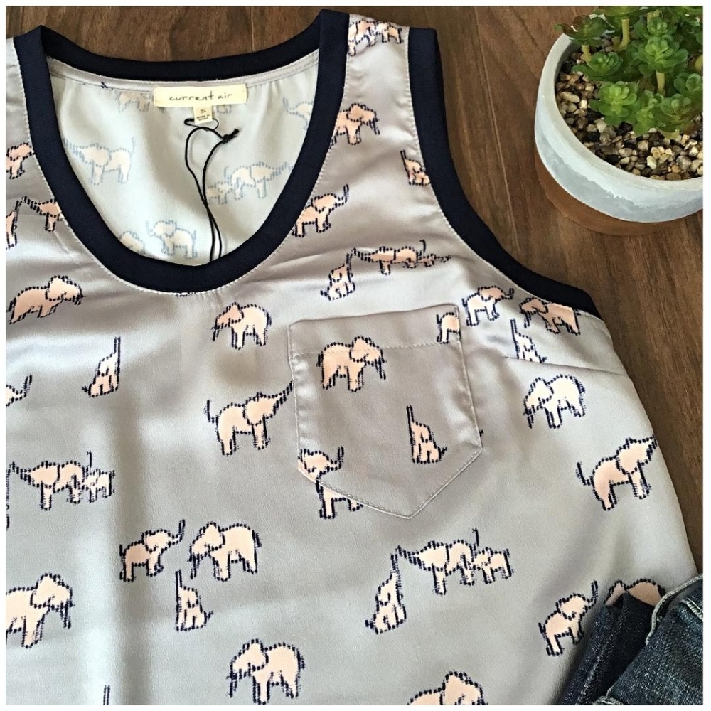 LAST☝️❗CURRENT AIR Anthro Silver Grey Elephant Top - Picture 2 of 7